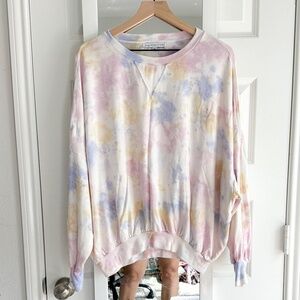 Young Fabulous & Broke Juliette pastel tie-dye crew neck sweatshirt M